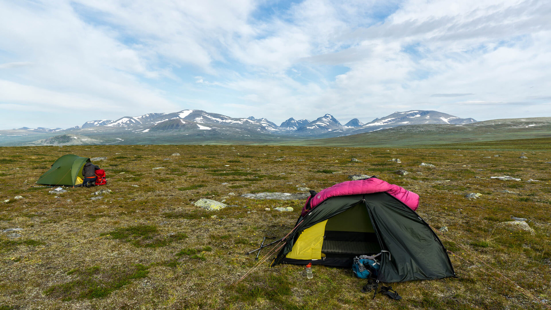 Zellager in Lapplands Steppen